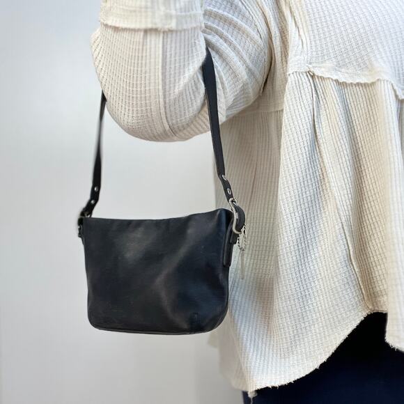 Coach Black Leather Shoulder Bag Small Purse Handbag